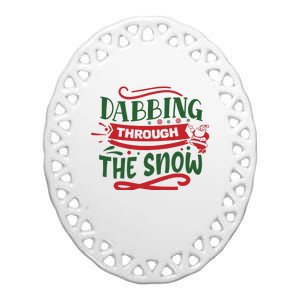 Dabbing Through The Snow Santa Claus Ceramic Oval Ornament