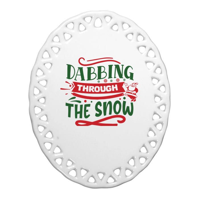 Dabbing Through The Snow Santa Claus Ceramic Oval Ornament