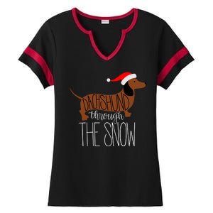 Dachshund Through The Snow Ladies Halftime Notch Neck Tee