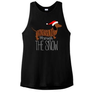 Dachshund Through The Snow Ladies PosiCharge Tri-Blend Wicking Tank