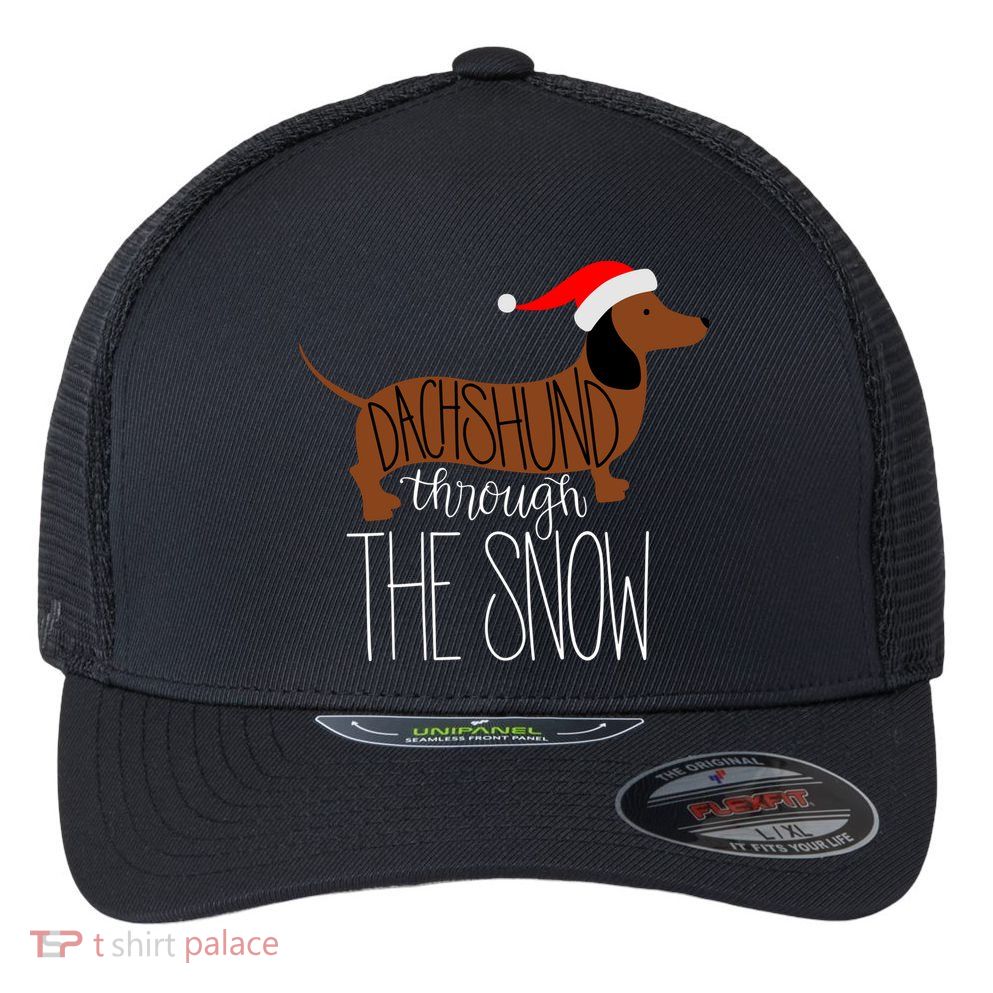Dachshund Through The Snow Flexfit Unipanel Trucker Cap