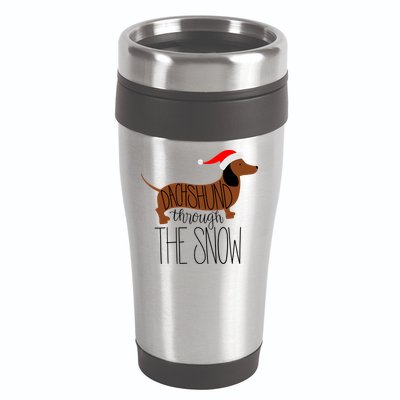 Dachshund Through The Snow 16oz Travel Tumbler