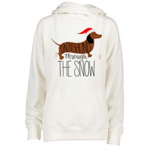 Dachshund Through The Snow Womens Funnel Neck Pullover Hood