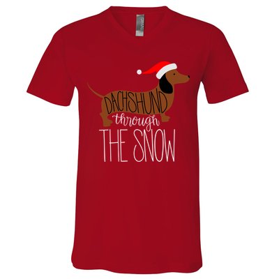 Dachshund Through The Snow V-Neck T-Shirt