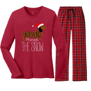 Dachshund Through The Snow Women's Long Sleeve Flannel Pajama Set 