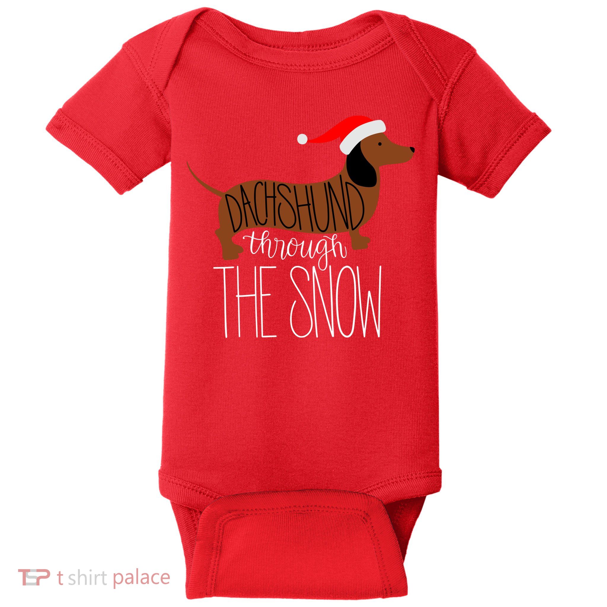 Dachshund Through The Snow Baby Bodysuit