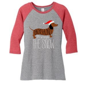 Dachshund Through The Snow Women's Tri-Blend 3/4-Sleeve Raglan Shirt