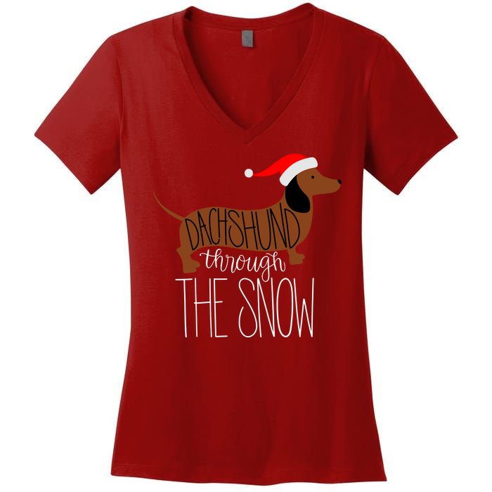 Dachshund Through The Snow Women's V-Neck T-Shirt