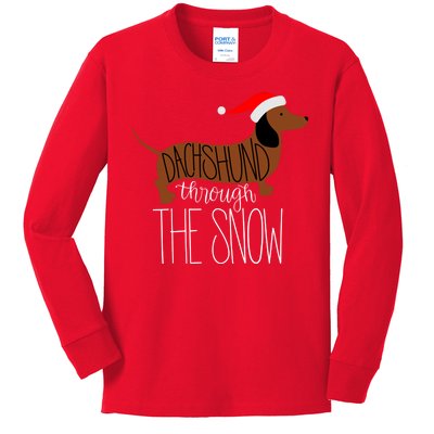 Dachshund Through The Snow Kids Long Sleeve Shirt