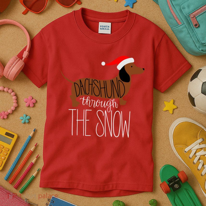Dachshund Through The Snow Kids T-Shirt