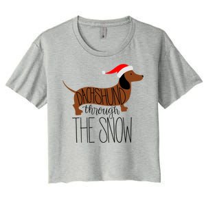 Dachshund Through The Snow Women's Crop Top Tee