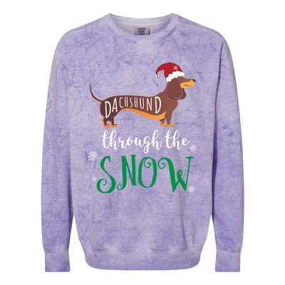 Dachshund Through The Snow Funny Pun Design Gift Colorblast Crewneck Sweatshirt