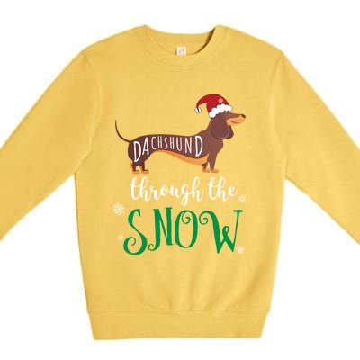 Dachshund Through The Snow Funny Pun Design Gift Premium Crewneck Sweatshirt