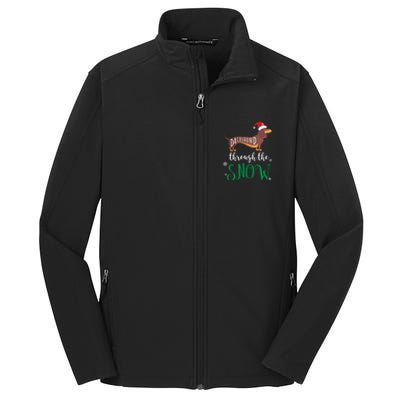 Dachshund Through The Snow Funny Pun Design Gift Core Soft Shell Jacket