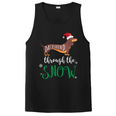 Dachshund Through The Snow Funny Pun Design Gift PosiCharge Competitor Tank