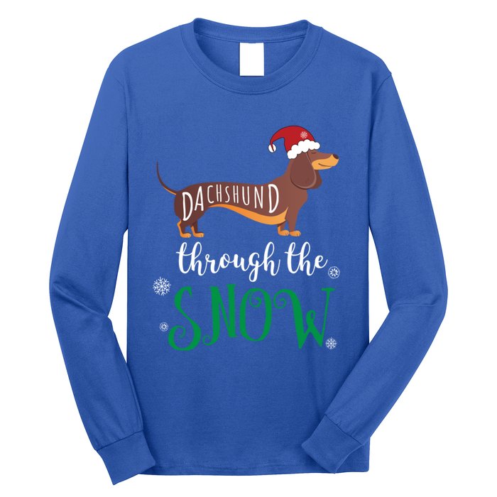 Dachshund Through The Snow Funny Pun Design Gift Long Sleeve Shirt