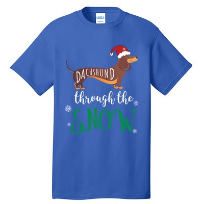 Dachshund Through The Snow Funny Pun Design Gift Tall T-Shirt