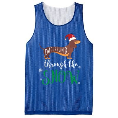 Dachshund Through The Snow Funny Pun Design Gift Mesh Reversible Basketball Jersey Tank