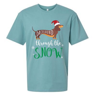 Dachshund Through The Snow Funny Pun Design Gift Sueded Cloud Jersey T-Shirt