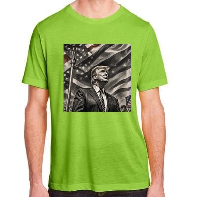 Donald Trump The Future Of America Charcoal Art Us Flag Adult ChromaSoft Performance T-Shirt