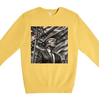 Donald Trump The Future Of America Charcoal Art Us Flag Premium Crewneck Sweatshirt