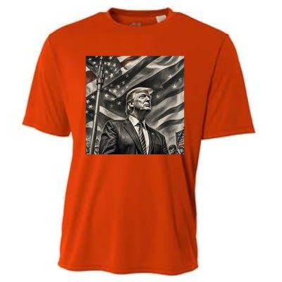 Donald Trump The Future Of America Charcoal Art Us Flag Cooling Performance Crew T-Shirt