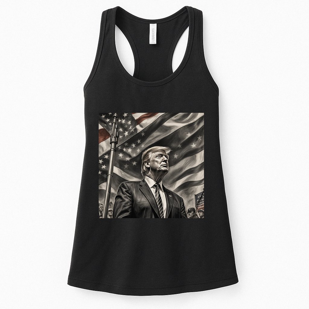 Donald Trump The Future Of America Charcoal Art Us Flag Womens Tank Top