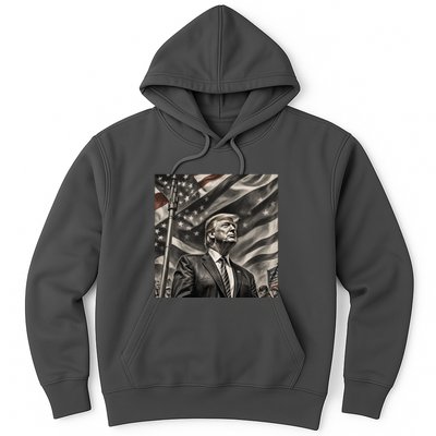 Donald Trump The Future Of America Charcoal Art Us Flag Hoodie