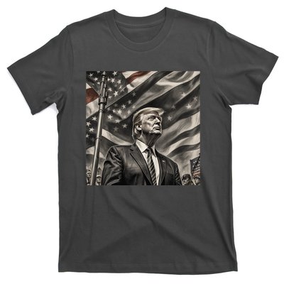 Donald Trump The Future Of America Charcoal Art Us Flag T-Shirt