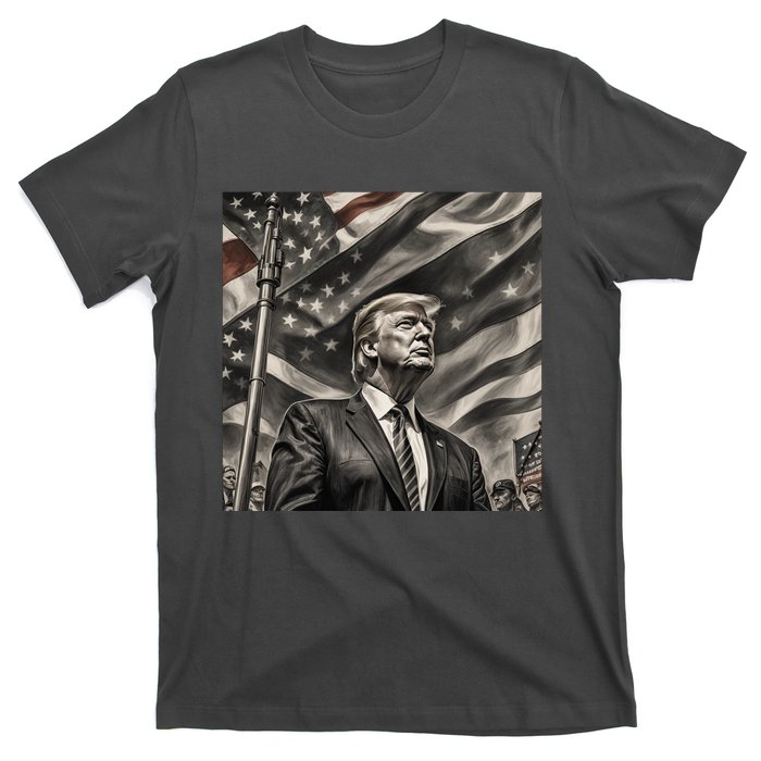 Donald Trump The Future Of America Charcoal Art Us Flag T-Shirt