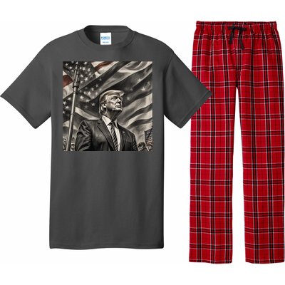 Donald Trump The Future Of America Charcoal Art Us Flag Pajama Set