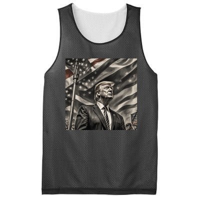 Donald Trump The Future Of America Charcoal Art Us Flag Mesh Reversible Basketball Jersey Tank