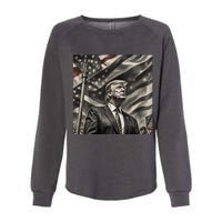 Donald Trump The Future Of America Charcoal Art Us Flag Womens California Wash Sweatshirt