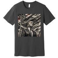 Donald Trump The Future Of America Charcoal Art Us Flag Premium T-Shirt