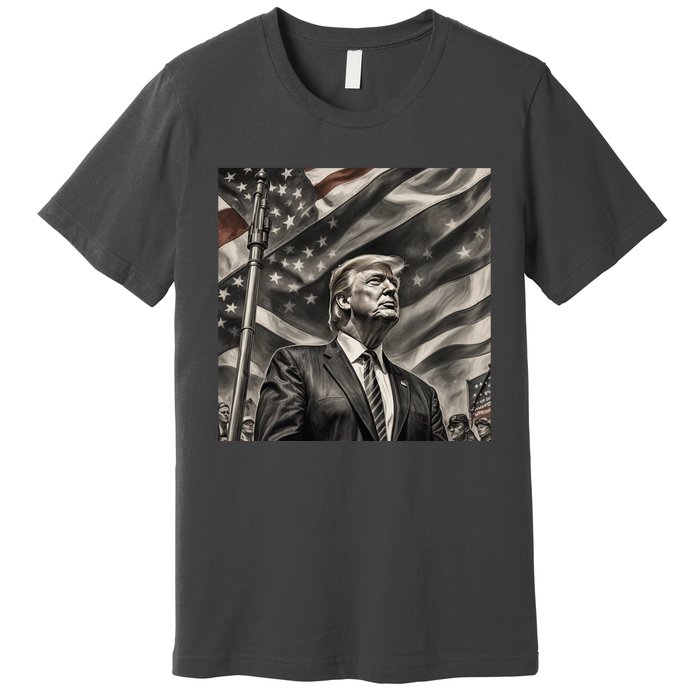 Donald Trump The Future Of America Charcoal Art Us Flag Premium T-Shirt