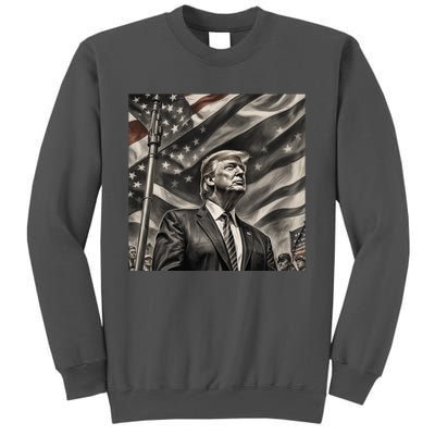 Donald Trump The Future Of America Charcoal Art Us Flag Tall Sweatshirt