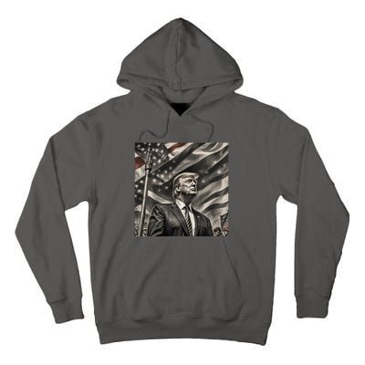 Donald Trump The Future Of America Charcoal Art Us Flag Tall Hoodie