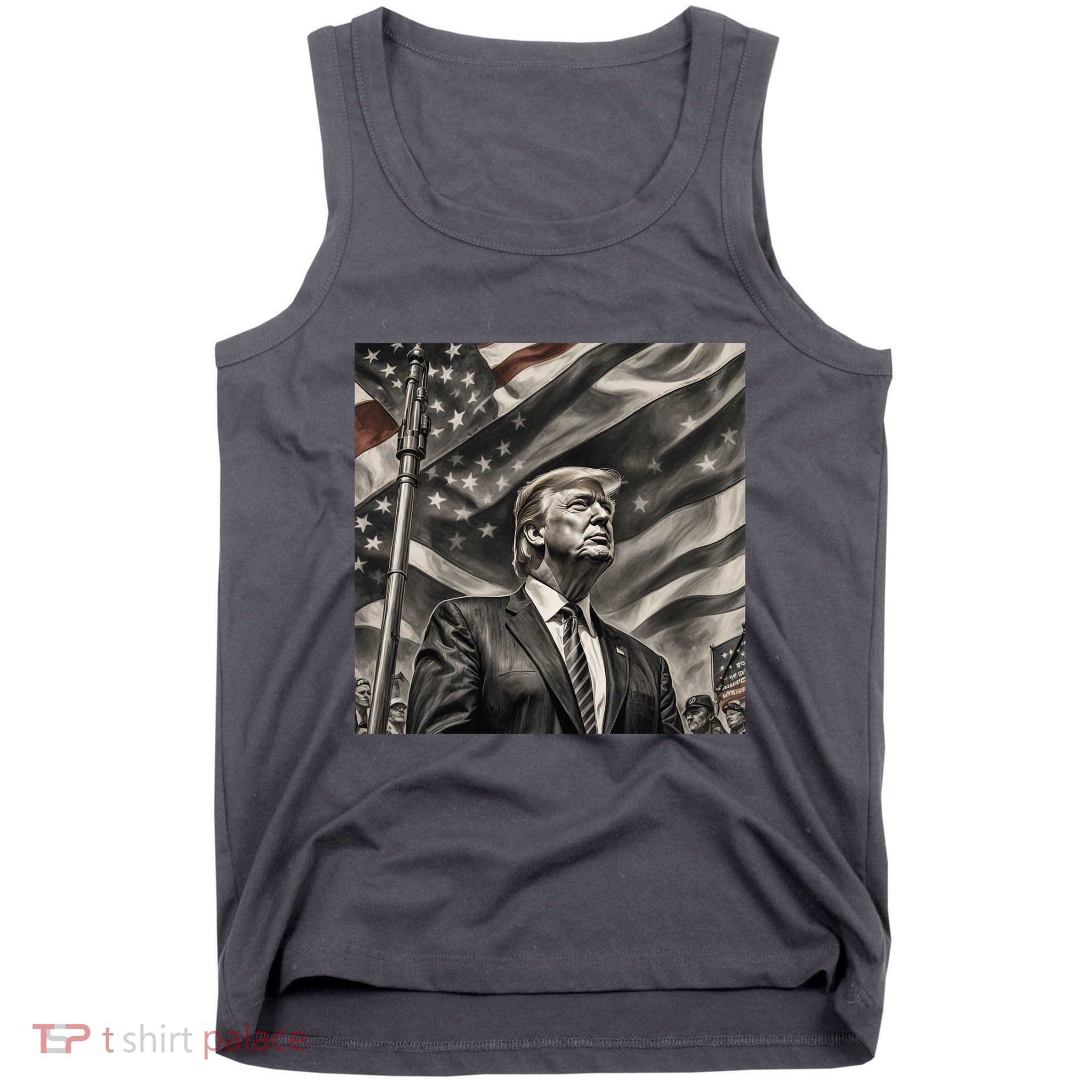 Donald Trump The Future Of America Charcoal Art Us Flag Tank Top