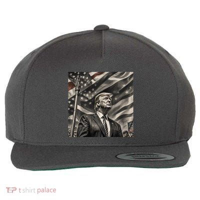 Donald Trump The Future Of America Charcoal Art Us Flag Wool Snapback Cap