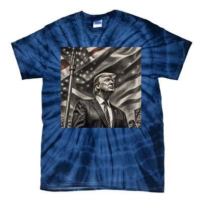 Donald Trump The Future Of America Charcoal Art Us Flag Tie-Dye T-Shirt