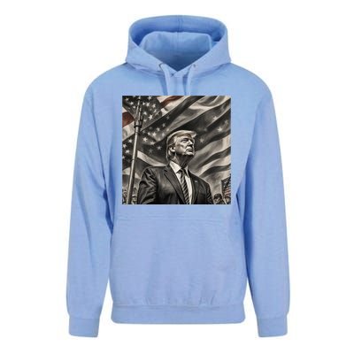 Donald Trump The Future Of America Charcoal Art Us Flag Unisex Surf Hoodie