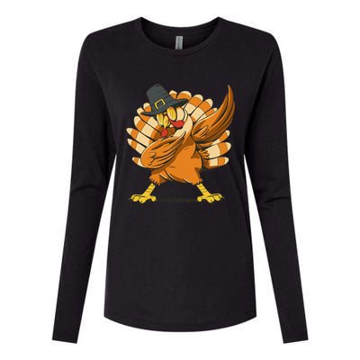 Dabbing Turkey Thanksgiving Day Pilgrim Funny Dab Womens Cotton Relaxed Long Sleeve T-Shirt