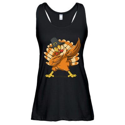 Dabbing Turkey Thanksgiving Day Pilgrim Funny Dab Ladies Essential Flowy Tank