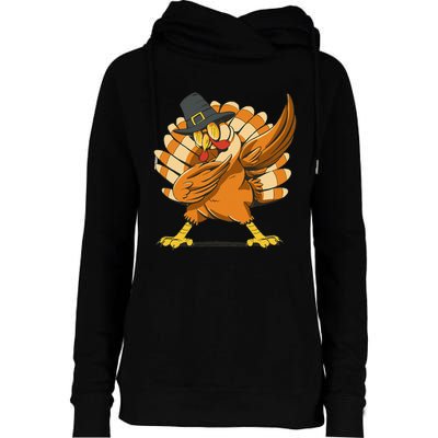 Dabbing Turkey Thanksgiving Day Pilgrim Funny Dab Womens Funnel Neck Pullover Hood