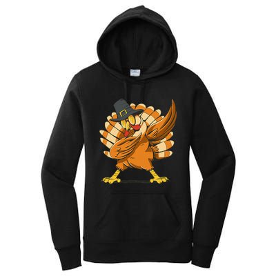 Dabbing Turkey Thanksgiving Day Pilgrim Funny Dab Women's Pullover Hoodie