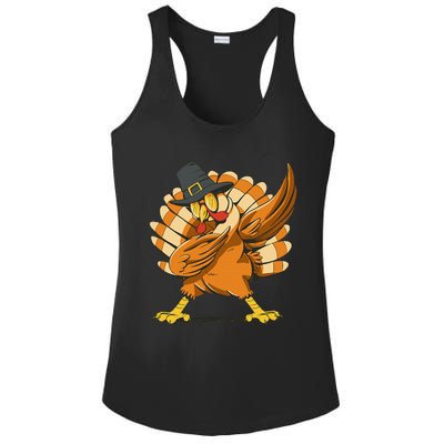 Dabbing Turkey Thanksgiving Day Pilgrim Funny Dab Ladies PosiCharge Competitor Racerback Tank