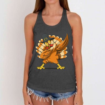 Dabbing Turkey Thanksgiving Day Pilgrim Funny Dab Women's Knotted Racerback Tank