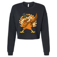 Dabbing Turkey Thanksgiving Day Pilgrim Funny Dab Cropped Pullover Crew