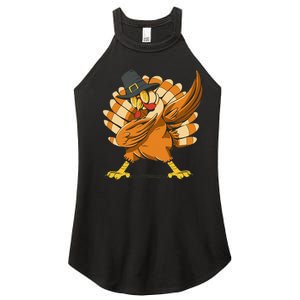 Dabbing Turkey Thanksgiving Day Pilgrim Funny Dab Women's Perfect Tri Rocker Tank