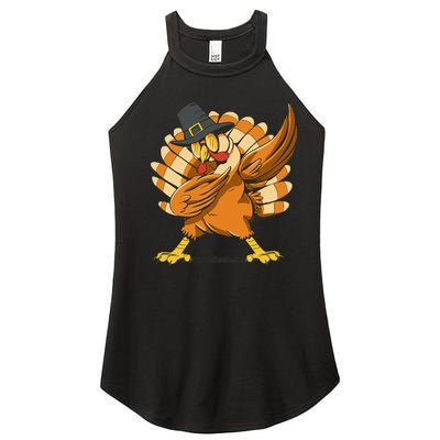 Dabbing Turkey Thanksgiving Day Pilgrim Funny Dab Women's Perfect Tri Rocker Tank